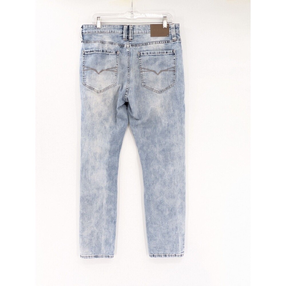 Guess Jeans Mens Light Blue Acid Wash Mid Rise Slim Tapered Jeans 34"x31" - Picture 3 of 14